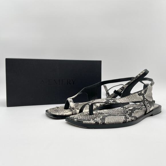 A.EMERY | Heidi Sandal in Eggshell Snake Print Ankle Wrap IT 38 / US 8 - Picture 3 of 12